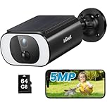 ieGeek 5MP No Subscription Fee Solar Security Camera Outdoor Wireless with Built-in Solar Panel,Battery CCTV Camera System, Outdoor Camera Home WiFi Security Camera,Color Night Vision,Motion Detection