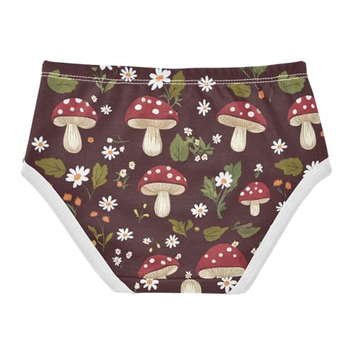 Wusikd Mushrooms Daisies Girls' Underwear Cotton Green Girls Briefs Soft Toddler Underwear 2T2