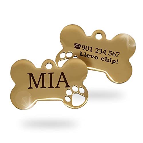 Ibera gifts - Medaglietta Cane Personalizzata, Targhetta Cane con Incisione, per Cani e Gatti di Taglia Molto Piccola e Cuccioli, Medaglietta Gatto Personalizzata (Piccola 1 zampa, D'oro)