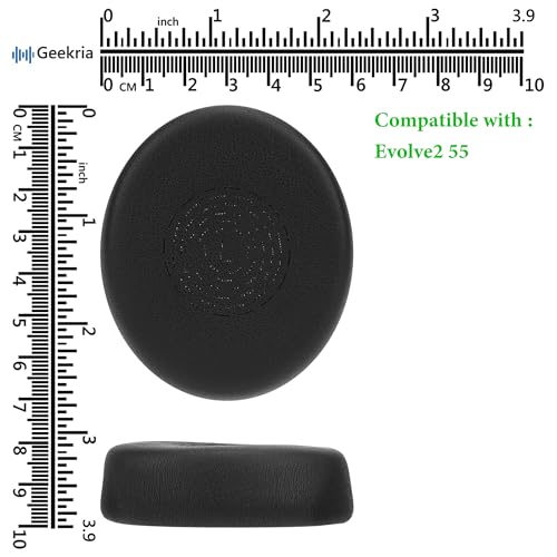 Almohadillas de repuesto Geekria para auriculares inalámbricos Jabra Evolve2 55/55MS/55UC/55USB, cojines para orejas (negro) miniatura 6