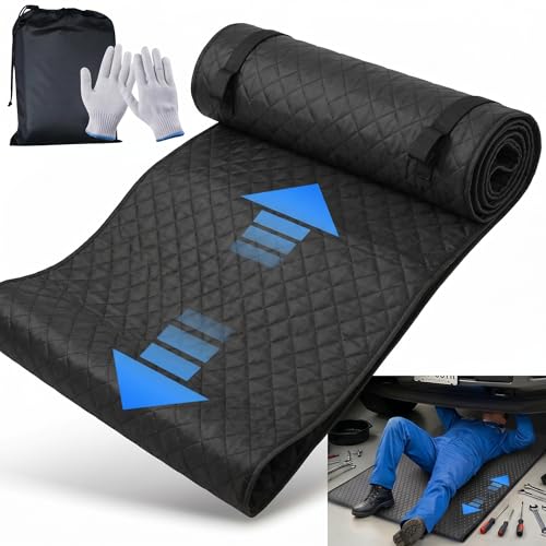 Cprnru 60x28 Rolling Creeper Mat with Storage Bag Foldable Two-Layer Automotive Mechanic Repair Mat Mechanic Creeper for Low Clearance Special Roads Long-Distance Trucks Mechanics Pad Black