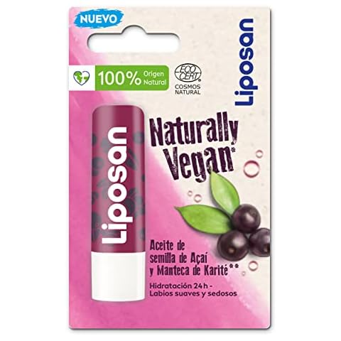 Liposan Naturally Vegan Acai Berry, bálsamo labial hidratante con color y fórmula vegana Cover
