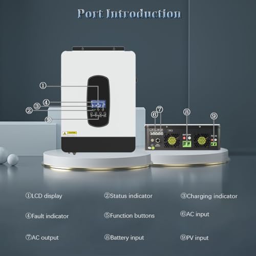 Y&H 3200W Solar Hybrid Inverter DC24V to AC230V,Off-Grid Pure Sine Wave Inverter with 80A MPPT Solar Charger+AC Charger,Max PV 3000W DC55-450V Input,fit for 24V Lead-Acid/Lithium Battery by Y&H - Image 5