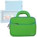 Evecase Fire HD Kids Edition Tablet Sleeve, Ultra Portable Handle Carrying Portfolio Neoprene Sleeve Case Bag for Amazon Fire HD 6 / 7 Kids Edition, 6'' / 7 inch HD Display, Kindle Oasis - Green