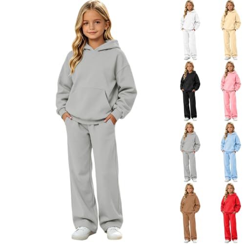JiXiang Girls Fall Outfits 2 Piece Hooded Sweatshirt and Joggers Sweatpants Tracksuits Fall Fashion Athletic Clothing Sets
