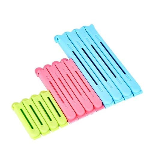 GoXanthyll 12 PCS Pinzas Bolsas Alimentos, 3 Color Clipe de Saco de Plástico, 7/11/16 cm Clip de Cierre de Cocina Multicolor Reutilizable de Plástico