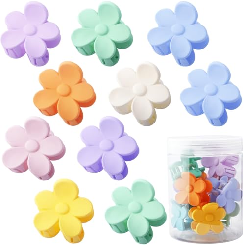10 PCS Small Flower Hair Clips Cute Flower Shaped Hair Accessories Hair Claw Clip for Women Cream Color