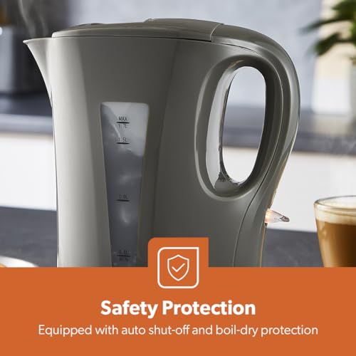 GEEPAS Electric Kettle | 1.7L Cordless Fast Boil Jug Kettle for Hot Water Tea or Coffee | Boil Dry Protection & Auto Shut Off | Illuminated Switch, Cord Storage | 1 Year Warranty, 2200W Grey - Image 3