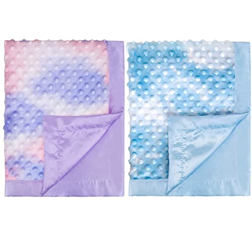 Beilimu 2 Pack Silky Satin Baby Blanket For Boys With Unique Tie Dye Design Decor Home Bed Blanket For Toddlers Newborn Or Infants Purple Blue #TOP9