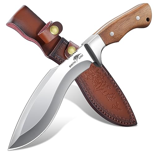 SMITH CHU Outdoor Messer D2 Stahl Survival Messer mit Scheide Jagdmesser Feststehende Klinge Scharfes Camping Messer für Wandern und Angeln