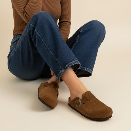 CUSHIONAIRE Hana Cork Footbed Clogs for Women, Slip On Fall Shoes, Tan Corduroy 8 by CUSHIONAIRE - Used condition - Image 5