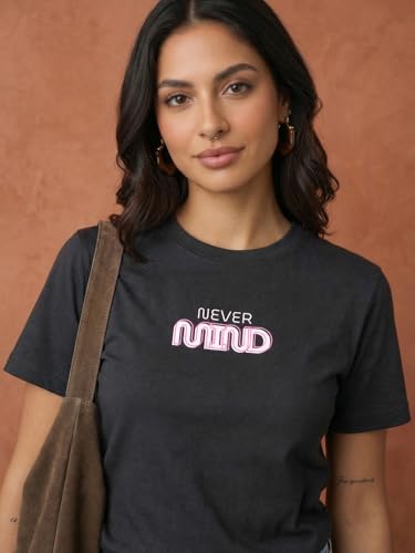 Image of Nobero Women's Graphic Printed T-Shirt | Regular Fit 180 GSM Cotton Tee for Women | Comfortable Round Neck Casual Wear