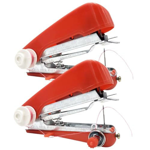 Genérico Juego de 2 Mini Máquinas de Coser Portátiles Manuales y Eléctricas Color Rojo Compactas y Multifuncionales para Costura Doméstica de Ropa Cortinas y Manualidades Genérico Juego de 2 Mini Máquinas de Coser Portátiles Manuales y Eléctricas Color Rojo Compactas y Multifuncionales para Costura Doméstica de Ropa Cortinas y Manualidades