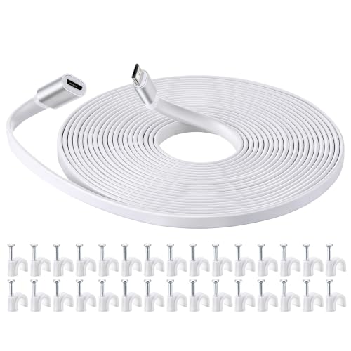 Sumind Micro USB Extension Cord Compatible with Wyze Cam, 16.4FT, White, 2