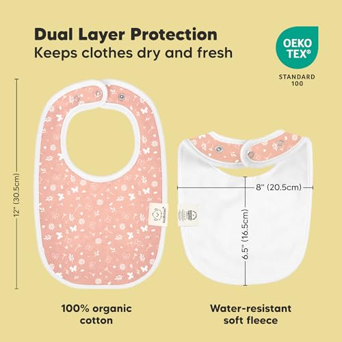 Image of 8-Pack Organic Baby Bibs for Boys, Girls - Soft Cotton Drooling and Teething Bibs for Baby Girl & Boy, Extra Absorbent, Easy To Clean & Put On for Toddler, Newborn, Infant 0-24 Months (Butterflies)