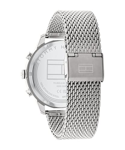 Image of Tommy Hilfiger Morrison Quartz Multifunction Black Dial Silver Stainless Steel Strap Watch for Men