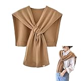 huablo]Women's Fashion Sweater Knitted Shawl Knitted Knotted Shawls Khaki Sweater Shawl Air-conditioned room shawl 11P-PJian