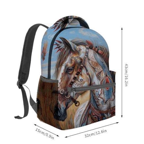 Native American Horse Backpack Travel Backpacks Laptop Rucksack,School Bookbag for Women Kids Boys Girls,Western Back Pack Accessories Bags,Ideal Gifts for Work, Outdoor Adventures2
