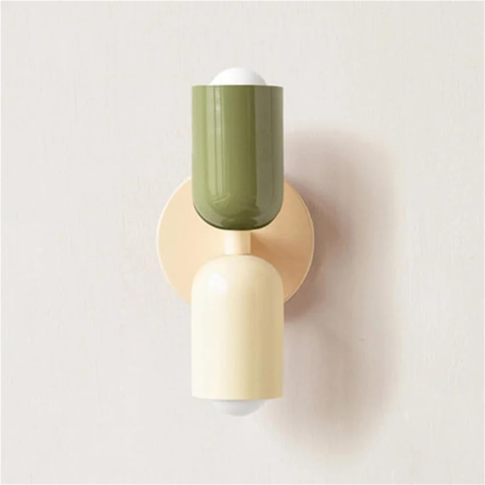 Vintage Dual-Head Wall Lamp - Cream Style Modern Minimalist LED Light for Bedroom, Kids Room & Study - Creative Artistic(Gray)