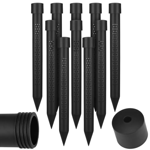 Junkin 10 Pack 14 Inch Large Deep Root Watering Stake, Black 2