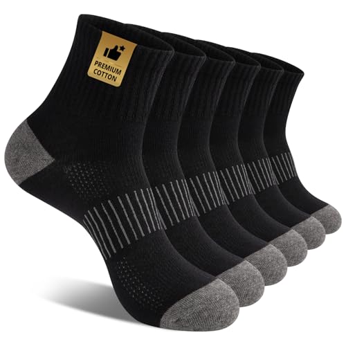Heatuff Men's Ankle Socks Cotton Quarter Thin Moisture Wicking Casual Mid Socks Men (6 Pairs)