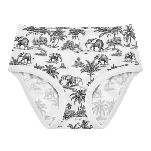 Girls Underwear Soft Cotton Elephant Palm Tree Kids Panties in Sizes 2/3t, 4t, 5t, 6 and 8