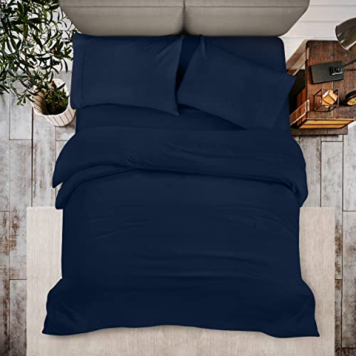 Miniatura 3 de Utopia Bedding - Funda Nordica Cama 135, Sabana Bajera 135x190 Y Fundas Almohada 50x75cm - Funda Nordica 200x200 - Juego De Cama De Microfibra Cepillada Suave Azul Marino