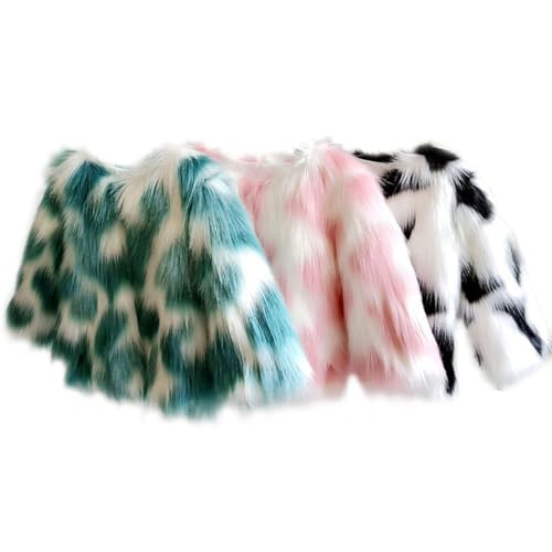 FEESHOW Toddle Kids Color Blocking Faux Fur Jacket for Girls Cardigans Winter Fuzzy Lightweight Thick Coat Outerwear2