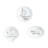 Sentimental Sayings Tea Porcelain Tea Bag Rests - White Set of 3