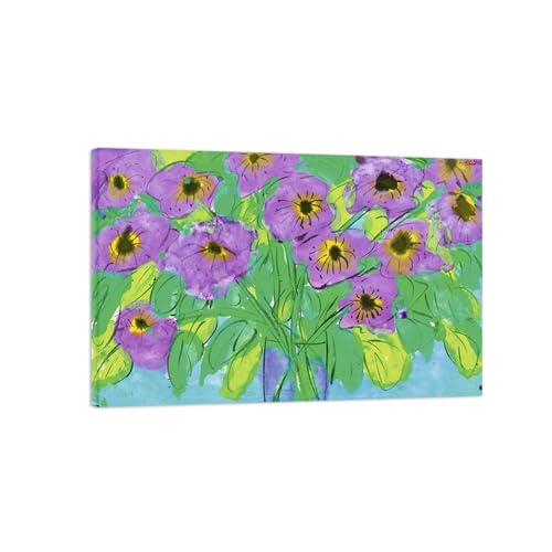 Tableau abstrait de fleurs pourpres pour sublimer la décoration murale du salon