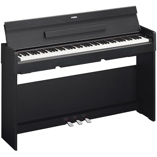 Yamaha Arius Series Slim Digital Upright Piano, Grand Sound, Compact Weighted Keyboard, Black (YDPS35B)