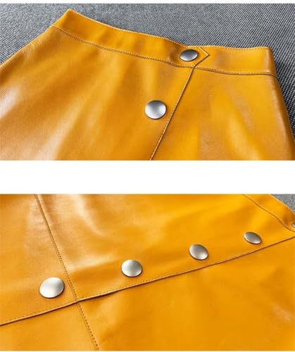 Women Winter Fashion Genuine Leather Skirt French Style Split Slim Fit Midi Skirt4