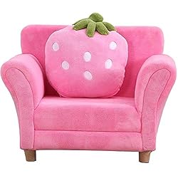 ZYCSKTL Couch Boy and Girl Princess Cute Cartoon Strawberry Single Sofa Chair, Bedroom Reading Corner Soft Coral Fleece…