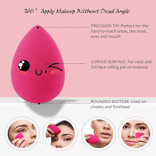 Image of 5 in 1 Makeup Sponge Blender | Triangle Powder Puff | Makeup Remover Cleaning Pad | Silicone Face Srubber Brush | Makeup Cleaning Sponge (Combo of 06 Product)