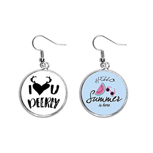 Pendientes de sandía de verano con mensaje Te amo deerly para lóbulo