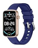 スマートウォッチ レディース iphone対応 アンドロイド対応 リストバンド型 腕時計 1.47インチ大画面 フルタッチ Smart Watch 着信通知 女子生理サイクル記録 多種類運動モード 天気予報 IP68防水 文字盤自由設定 誕生日 クリストマス 新年 ギフト 日本語説明書付き Lynn2 (ブルーゴールド)