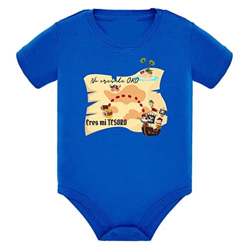 Body bébé manches courtes anti-irritation coton bleu ÊTES MI TESORO 3-6 mois