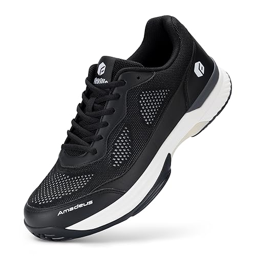 FitVille Extra Wide Pickleball Shoes for Men Blue Tennis Shoes Sneakers for All Court Racquetball Athletic Shoes for Racquet Sport | Arch Support & Wide Toe Box (12 X-Wide, Black) by FitVille - Used condition - CA$61.05