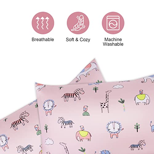Vicloon Kinder Kissenbezug, 2 Stück Baby Kopfkissenbezug, 40x60 cm Baumwolle Baby-Kissenbezug, Baby Kleinkind Kissen Kissenbezüge, für Jungen Mädchen Bettwäsche - Muster Waldwelt