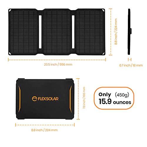 Flexsolar 15W Small Solar Panel Charger Usb-A Max 5V 3A Output Etfe Lightweight Foldable Portable Powerfilm Energy Ip67 Waterproof Emergency Camping Hiking Backpacking For Cell Phones Fans Flashlights #TOP5