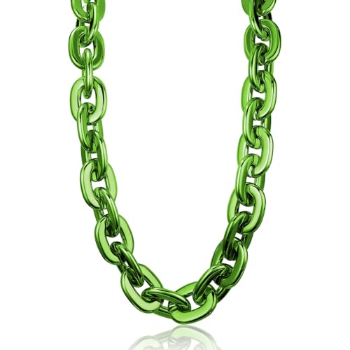 Chaîne dorée de rappeur hip-hop gros collier plastique pour fête et déguisement 80cm