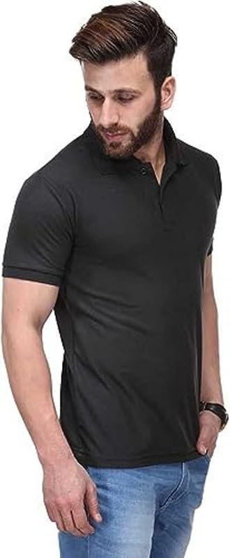 Image of KEOTI Poly Cotton(Mattey) Collar Neck Half Sleeves Tshirt for Men & Boys (Pack of 3), Plain-Regular Fit, Casual Wear, Polo Tees for Daily Use Stylish Comfortable Men's T-Shirt