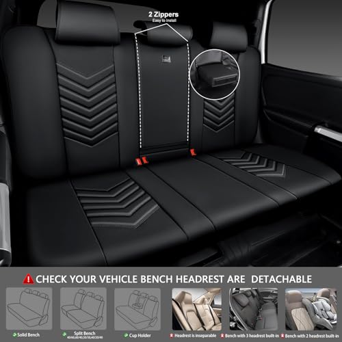 CAR PASS 3D Foam Faux Leather Seat Covers Full Set,Waterproof Leather Seat Cover for Cars,Luxury Universal Fit for SUV Truck Sedan Automotive, Armrest Airbag Compatible Anti-Slip, All Black by CAR PASS - Used condition - Image 4