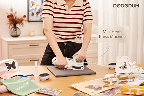 Dododum Mini Heat Press Machine Easy To Use For T Shirts Shoes Hats Small Htv Iron-On Vinyl Projects Portable Heating Transfer Iron Green #TOP1