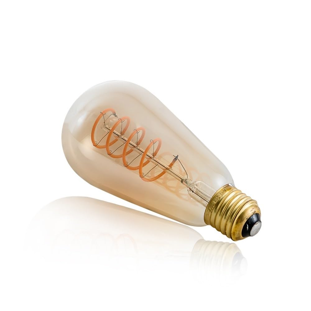 fengyan Casa Bombillas 10 unids/Lote ST64 AC220V E27 4W filamento Flexible Edison Bombilla Regulable Retro ámbar LED Espiral Bombilla Flexible Familiar Lámpara