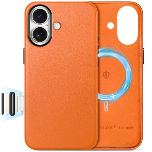 Image of SHIELDON Genuine Leather Case for iPhone 17 6.3 inch 2025, Orange