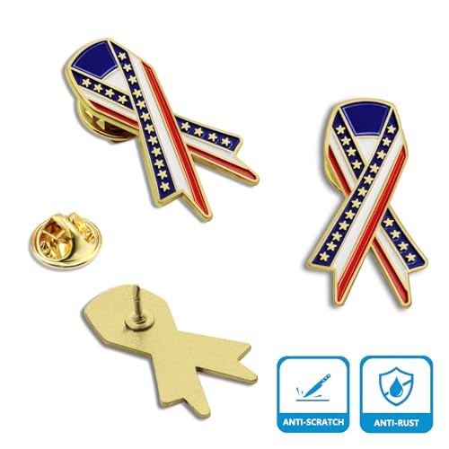 50/100/200pcs Memorial Day American Veteran Lapel PinsIndependence Day Gifts Patriotic gold Ribbon Enamel Pins for women men Clothes backpack hat Souvenir3
