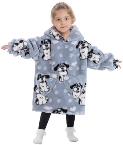 Blanket Hoodie Kids Wearable Blanket Oversized Sherpa Hoodie Sweater Blanket Sweatshirt Soft Cozy Giant Hoodie for Girl Boy