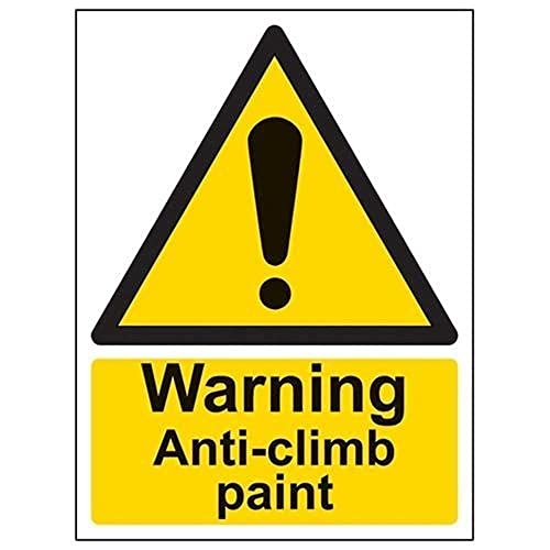 V Safety Warning Anti-Climb Paint Sign - 150mm x 200mm - 2mm Rigid Plastic