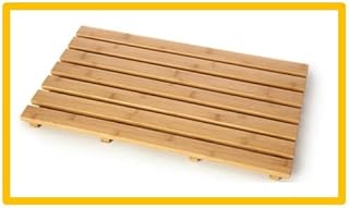 Premier Bamboo Wood Rectangular Duck Board Bath Mat Set Bathroom Shower